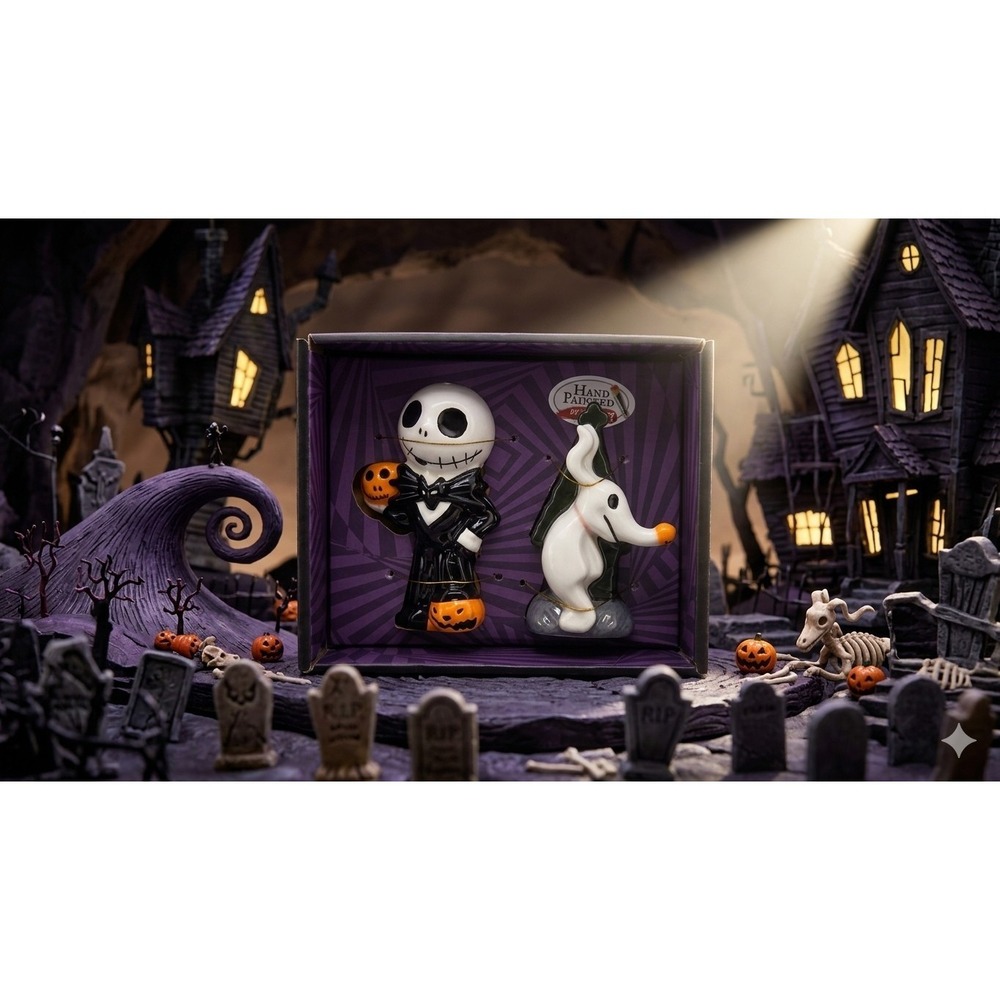 Disney Nightmare Before Christmas Jack & Zero Salt Pepper Shakers Hand Painted